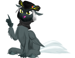 Size: 1800x1400 | Tagged: safe, artist:rockhoppr3, oc, oc only, classical hippogriff, hippogriff, 2021 community collab, derpibooru community collaboration, hat, hood, simple background, solo, transparent background, tricorne