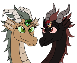 Size: 825x675 | Tagged: safe, artist:spyro-for-life, oc, oc:orchid aura, oc:water lilly, dragon, earth pony, pony, fanfic:empress dragon, dragoness, fanfic art, female, multiple heads, two heads