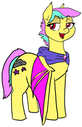 Size: 2189x3406 | Tagged: safe, artist:tacodeltaco, derpibooru exclusive, oc, oc only, oc:star shower, bat pony, pony, 2021 community collab, derpibooru community collaboration, clothes, fangs, female, gem, high res, simple background, smiling, solo, transparent background
