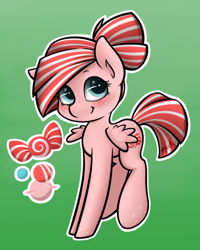 Size: 960x1200 | Tagged: safe, artist:midnightpremiere, oc, oc only, oc:peppermint, oc:peppermint blush, pegasus, pony, female, freckles, gradient background, looking at you, mare, reference sheet, smiling, solo