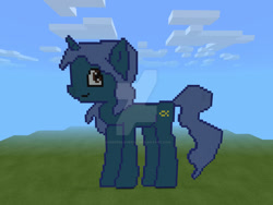 Size: 1024x768 | Tagged: safe, artist:creeperlover197, oc, oc only, oc:sloppy smile, pony, deviantart watermark, minecraft, minecraft pixel art, obtrusive watermark, pixel art, solo, watermark