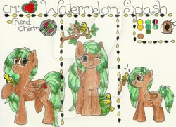 Size: 400x289 | Tagged: safe, artist:singyoursong13, oc, oc only, oc:watermelon splash, reference sheet, traditional art