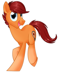 Size: 1435x1787 | Tagged: safe, artist:kellythedrawinguni, oc, oc only, oc:blazing beams, earth pony, pony, looking at you, male, open mouth, simple background, smiling, solo, stallion, transparent background