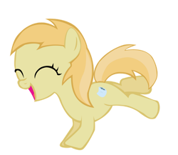 Size: 960x833 | Tagged: safe, artist:the-wet-onion, noi, earth pony, pony, call of the cutie, g4, cute, cutie mark, dancing, elated, eyes closed, female, filly, noiabetes, open mouth, pillow, simple background, transparent background, vector