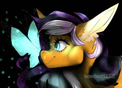 Size: 1080x777 | Tagged: safe, artist:laurawithacat, oc, oc only, butterfly, earth pony, pony, bust, earth pony oc, eyelashes, smiling