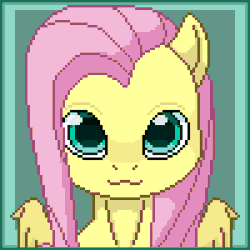 Size: 300x300 | Tagged: safe, artist:imreer, fluttershy, pegasus, pony, g4, :3, abstract background, animated, bust, commission, cute, daaaaaaaaaaaw, eyes closed, female, gif, mare, open mouth, pixel art, shyabetes, sneezing, solo, ych result