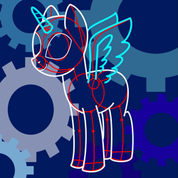 Size: 1009x1009 | Tagged: safe, artist:amgiwolf, oc, oc only, alicorn, pony, robot, robot pony, alicorn oc, horn, solo, wings