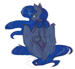 Size: 815x748 | Tagged: safe, artist:laptopdj, princess luna, alicorn, pony, g4, colored sketch, full body, simple background, solo, white background