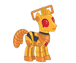 Size: 285x236 | Tagged: safe, gameloft, idw, cyber pony, cyberman, pony, official, antagonist, crossover, doctor who, idw showified, ponified, simple background, transparent background
