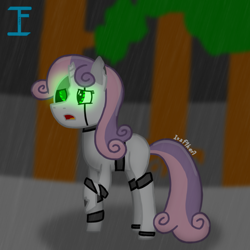 Size: 1080x1080 | Tagged: safe, artist:itzf1ker1, sweetie belle, pony, robot, robot pony, unicorn, g4, female, solo, sweetie bot