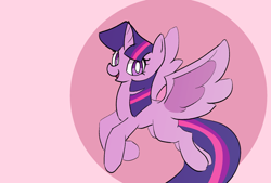 Size: 1280x865 | Tagged: dead source, safe, artist:di-yong, twilight sparkle, alicorn, pony, g4, female, flying, looking at you, mare, open mouth, smiling, solo, spread wings, tail, twilight sparkle (alicorn), wings