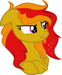 Size: 890x1070 | Tagged: safe, artist:sanybaby, derpibooru exclusive, oc, oc only, oc:sunrise flair, pegasus, pony, base used, female, lying down, raspberry, screencap reference, solo, tongue out