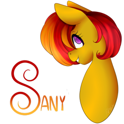 Size: 2449x2449 | Tagged: safe, artist:beashay, oc, oc only, oc:sunrise flair, pegasus, pony, big ears, bust, female, high res, portrait, simple background, smiling, solo, transparent background