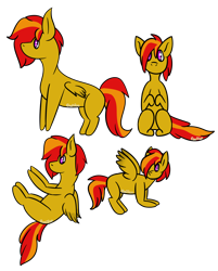 Size: 1258x1561 | Tagged: safe, artist:lamb-shack, oc, oc only, oc:sunrise flair, pegasus, pony, big ears, female, simple background, sitting, solo, standing, transparent background
