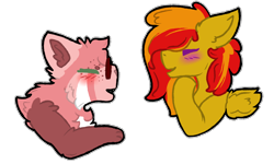 Size: 2500x1500 | Tagged: safe, artist:lamb-shack, oc, oc only, oc:sunrise flair, pegasus, pony, big ears, duo, female, simple background, smiling, transparent background
