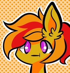 Size: 1000x1046 | Tagged: source needed, safe, artist:larae, oc, oc only, oc:sunrise flair, pony, big ears, bust, female, portrait, solo