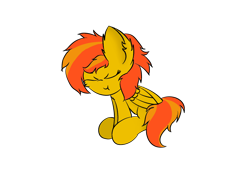 Size: 1414x1000 | Tagged: safe, artist:tempest divine, oc, oc only, oc:sunrise flair, pegasus, pony, big ears, female, scrunchy face, simple background, sitting, solo, transparent background
