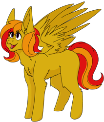 Size: 484x568 | Tagged: safe, artist:peachkeeper, oc, oc only, oc:sunrise flair, pegasus, pony, big ears, chest fluff, female, simple background, smiling, solo, transparent background