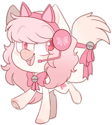 Size: 2256x2516 | Tagged: safe, artist:jetjetj, part of a set, oc, oc only, oc:nyantendo, earth pony, pony, chibi, commission, female, headphones, high res, mare, neck bow, simple background, solo, transparent background, ych result