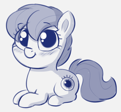 Size: 560x519 | Tagged: safe, artist:heretichesh, oc, oc only, pony, big eyes, blushing, eye, female, filly, happy, looking at you, solo, stare