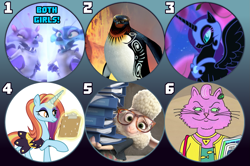 Size: 1581x1050 | Tagged: safe, artist:sunny way, nightmare moon, sassy saddles, alicorn, alien, bird, cat, penguin, pony, sheep, squirrel, unicorn, anthro, g4, alien saber-toothed squirrel, alien squirrel, anthro with ponies, assistant mayor bellwether, bojack horseman, fanart, female, ice age, ice age 5: collision course, male, patreon, patreon exclusive, patreon voting, persian cat, princess carolyn, saber-toothed squirrel, scrat: spaced out, scratazon, surf's up, surf's up 2: wavemania, tank evans, vote, voting, zootopia