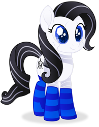 Size: 1920x2457 | Tagged: safe, artist:cirillaq, oc, oc only, oc:achromia, pony, robot, robot pony, 2021 community collab, derpibooru community collaboration, clothes, commission, cute, simple background, socks, solo, striped socks, transparent background
