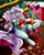 Size: 4000x5000 | Tagged: safe, alternate version, artist:dewdropinn, part of a set, minty, earth pony, pony, g3, blushing, candy canes, christmas, christmas lights, christmas presents, christmas stocking, christmas tree, ear fluff, fireplace, frog (hoof), garland, gift wrapped, holiday, minty christmas (dewdropinn), pink mane, ribbon, smiling, solo, tree, underhoof