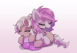 Size: 2848x1960 | Tagged: safe, artist:lexiedraw, oc, oc only, pony, commission, eyes closed, gradient background, hug