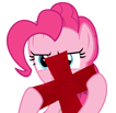 Size: 106x103 | Tagged: safe, pinkie pie, earth pony, pony, a friend in deed, g4, breaking the fourth wall, no, picture for breezies, red x, simple background, solo, transparent background, uncheck, vector