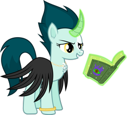 Size: 4720x4270 | Tagged: safe, artist:frownfactory, oc, oc only, pony, unicorn, book, bracelet, cloak, clothes, curved horn, female, horn, jewelry, magic, mare, simple background, solo, transparent background, vector