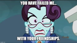 Size: 887x500 | Tagged: safe, edit, edited screencap, screencap, principal abacus cinch, equestria girls, friendship games, g4, angry, caption, cinchrage, discovery family logo, female, image macro, imgflip, solo, team fortress 2, text, the administrator