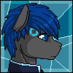 Size: 300x300 | Tagged: safe, artist:imreer, oc, oc only, earth pony, anthro, abstract background, animated, bust, clothes, commission, detroit: become human, earth pony oc, error, gif, glitch, male, pixel art, solo, ych result