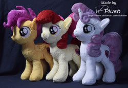 Size: 1915x1320 | Tagged: safe, artist:wdeleon, apple bloom, scootaloo, sweetie belle, earth pony, pegasus, pony, unicorn, g4, commission, craft, cutie mark crusaders, female, filly, group, irl, photo, plushie, toy