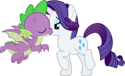 Size: 2522x1536 | Tagged: safe, artist:dragonchaser123, artist:sonofaskywalker, edit, rarity, spike, dragon, pony, unicorn, g4, molt down, duo, female, kiss on the lips, kissing, kissy face, male, mare, ship:sparity, shipping, simple background, smiling, straight, transparent background, vector, winged spike, wings
