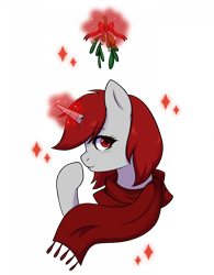 Size: 1920x2463 | Tagged: safe, artist:alunedoodle, oc, oc only, oc:waves, pony, clothes, mistletoe, scarf, simple background, solo, transparent background