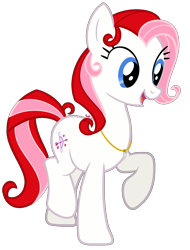 Size: 1370x1800 | Tagged: safe, artist:cherrycandi, always and forever, earth pony, pony, g3, g4, base used, female, g3 to g4, generation leap, jewelry, necklace, open mouth, raised hoof, simple background, solo, transparent background, two toned mane