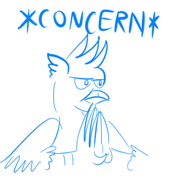 Size: 600x600 | Tagged: safe, artist:horsesplease, gallus, griffon, g4, concern, doodle, frown, male, meme, reaction image, solo