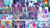 Size: 1978x1113 | Tagged: safe, edit, edited screencap, editor:quoterific, screencap, applejack, fluttershy, pinkie pie, princess cadance, princess celestia, princess flurry heart, princess luna, rainbow dash, rarity, shining armor, spike, starlight glimmer, sunburst, twilight sparkle, alicorn, pony, g4, the crystalling, cracked armor, crystal heart, library, mane seven, mane six, mobile, train, twilight sparkle (alicorn), twilight's castle, twilight's castle library