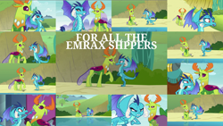 Size: 1958x1102 | Tagged: safe, edit, edited screencap, editor:quoterific, screencap, prince rutherford, princess ember, thorax, changedling, changeling, school daze, triple threat, changeling x dragon, embrax, female, king thorax, male, shipping, straight