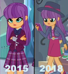 Size: 494x534 | Tagged: safe, ginger owlseye, equestria girls, g4, my little pony equestria girls: better together, my little pony equestria girls: friendship games, canterlot high, cellphone, clothes, comparison, crystal prep academy, crystal prep academy uniform, fedora, female, hat, phone, school uniform, smartphone
