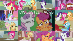 Size: 1968x1110 | Tagged: safe, edit, edited screencap, editor:quoterific, screencap, apple bloom, applejack, cheerilee, fluttershy, pinkie pie, princess celestia, princess luna, rainbow dash, rarity, scootaloo, sweetie belle, a royal problem, applebuck season, flutter brutter, g4, hearts and hooves day (episode), read it and weep, she's all yak, spice up your life, the big mac question, the cutie map, cutie mark crusaders, multicolored hair, multicolored mane