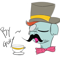 Size: 900x900 | Tagged: safe, artist:p_doofs, oc, oc:doofs, pony, cup, golly, hat, monocle, teacup, top hat