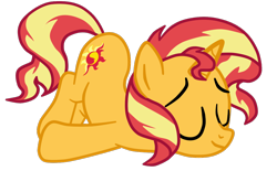 Size: 1106x685 | Tagged: safe, artist:gmaplay, sunset shimmer, pony, unicorn, g4, ass up, butt, plot, simple background, sleeping, solo, transparent background