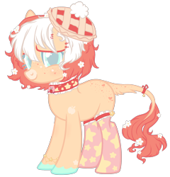 Size: 1778x1850 | Tagged: safe, alternate version, artist:sugarplanets, oc, oc only, oc:miss peachie, earth pony, pony, beret, clothes, female, hat, mare, simple background, socks, solo, transparent background