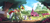 Size: 3000x1409 | Tagged: safe, artist:redchetgreen, oc, oc only, earth pony, pony, apple, apple tree, barn, butt, chicken coop, cloven hooves, cutie mark, dirt, farm, fence, grass, high res, looking ahead, male, mountain, multicolored hair, pale belly, plot, rainbow hair, scenery, smiling, solo, sweet apple acres, tree, unshorn fetlocks, walking, wings