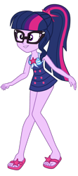 Size: 936x2100 | Tagged: safe, artist:gmaplay, sci-twi, twilight sparkle, equestria girls, equestria girls specials, g4, my little pony equestria girls: better together, my little pony equestria girls: forgotten friendship, clothes, feet, one-piece swimsuit, sci-twi swimsuit, simple background, sleeveless, solo, swimsuit, transparent background, vector