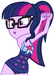 Size: 645x886 | Tagged: safe, artist:gmaplay, edit, edited screencap, screencap, sci-twi, twilight sparkle, equestria girls, equestria girls specials, g4, my little pony equestria girls: better together, my little pony equestria girls: forgotten friendship, clothes, not a vector, one-piece swimsuit, open mouth, sci-twi swimsuit, simple background, sleeveless, solo, swimsuit, transparent background, vector