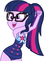 Size: 645x886 | Tagged: safe, artist:gmaplay, edit, edited screencap, screencap, sci-twi, twilight sparkle, equestria girls, equestria girls specials, g4, my little pony equestria girls: better together, my little pony equestria girls: forgotten friendship, clothes, not a vector, one-piece swimsuit, open mouth, sci-twi swimsuit, simple background, sleeveless, solo, swimsuit, transparent background, vector