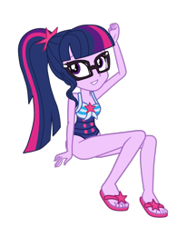 Size: 1182x1435 | Tagged: safe, artist:gmaplay, sci-twi, twilight sparkle, equestria girls, equestria girls specials, g4, my little pony equestria girls: better together, my little pony equestria girls: forgotten friendship, clothes, feet, one-piece swimsuit, sci-twi swimsuit, simple background, sitting, sleeveless, solo, swimsuit, transparent background, vector