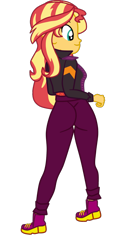 Size: 912x1691 | Tagged: safe, artist:gmaplay, sunset shimmer, equestria girls, equestria girls series, g4, sunset's backstage pass!, spoiler:eqg series (season 2), ass, bunset shimmer, butt, female, music festival outfit, simple background, solo, transparent background, vector